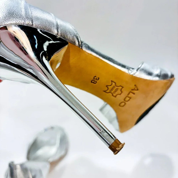 ALDO Mogalecity silver open  toe sandals - Picture 6 of 9